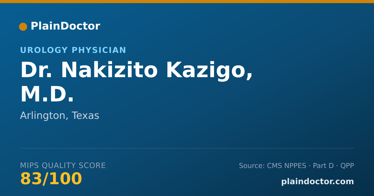 Shareable card for Nakizito Kazigo, M.D. - Urology Physician, Arlington, TX