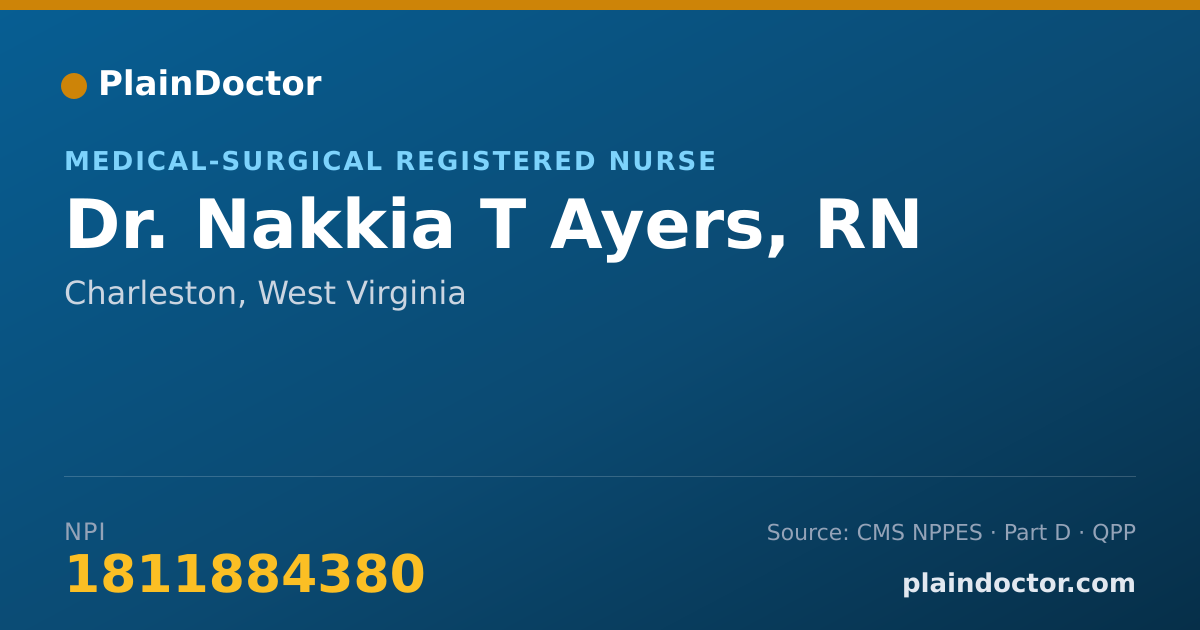 Shareable card for Nakkia T Ayers, RN - Medical-Surgical Registered Nurse, Charleston, WV