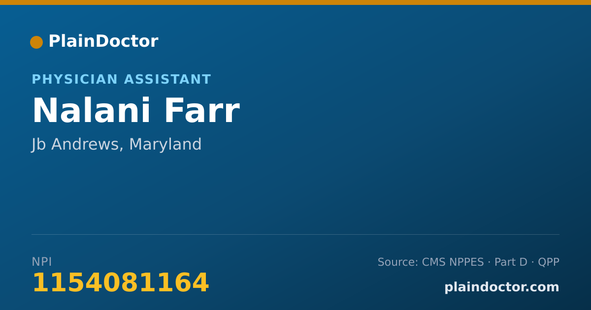Shareable card for Nalani Farr - Physician Assistant, Jb Andrews, MD