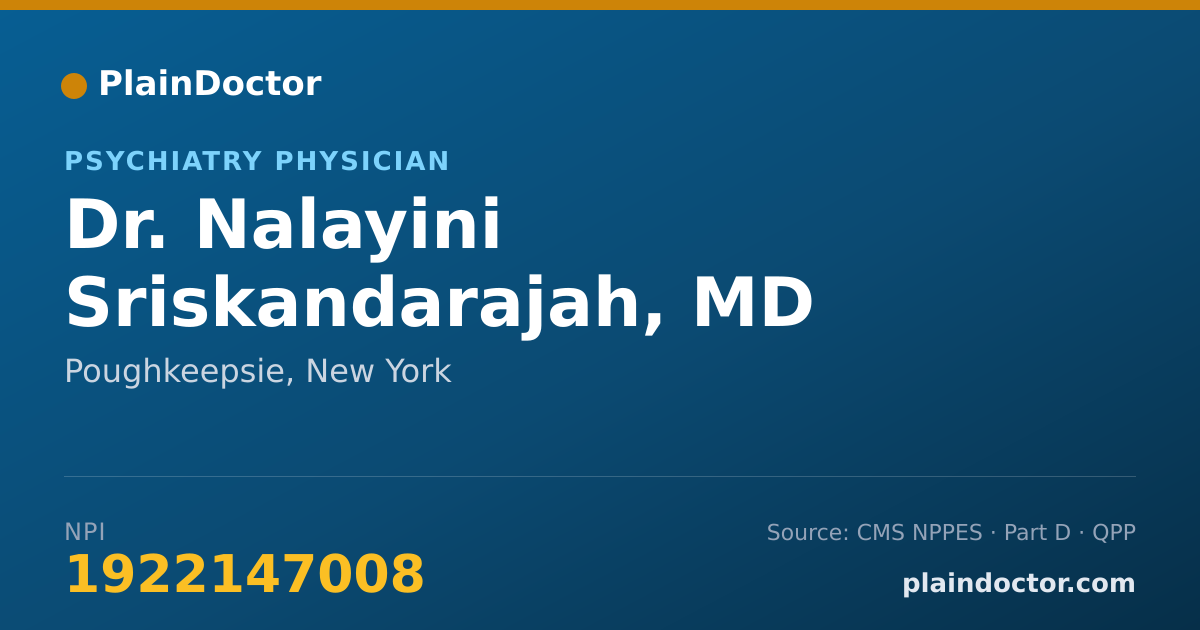 Shareable card for Nalayini Sriskandarajah, MD - Psychiatry Physician, Poughkeepsie, NY