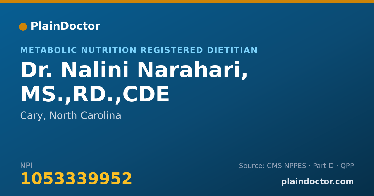 Shareable card for Nalini Narahari, MS.,RD.,CDE - Metabolic Nutrition Registered Dietitian, Cary, NC