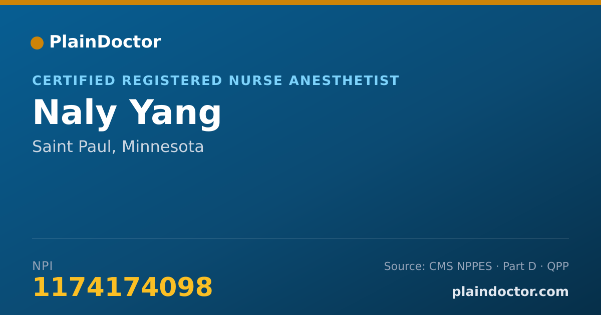 Shareable card for Naly Yang - Certified Registered Nurse Anesthetist, Saint Paul, MN