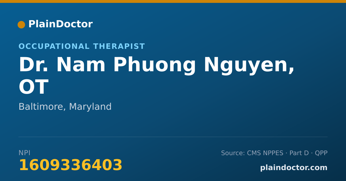 Shareable card for Nam Phuong Nguyen, OT - Occupational Therapist, Baltimore, MD