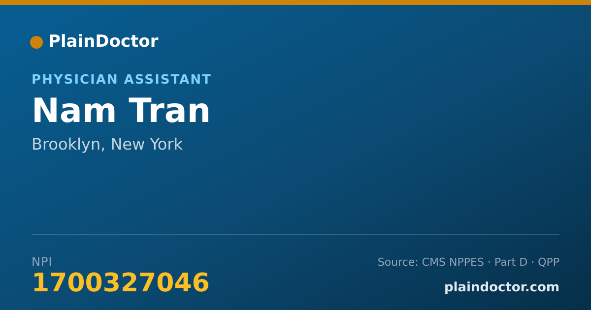 Shareable card for Nam Tran - Physician Assistant, Brooklyn, NY