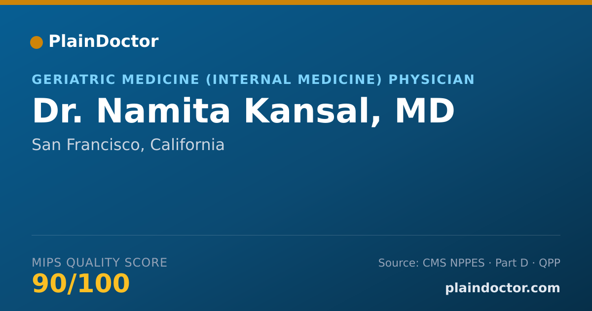 Shareable card for Namita Kansal, MD - Geriatric Medicine (Internal Medicine) Physician, San Francisco, CA