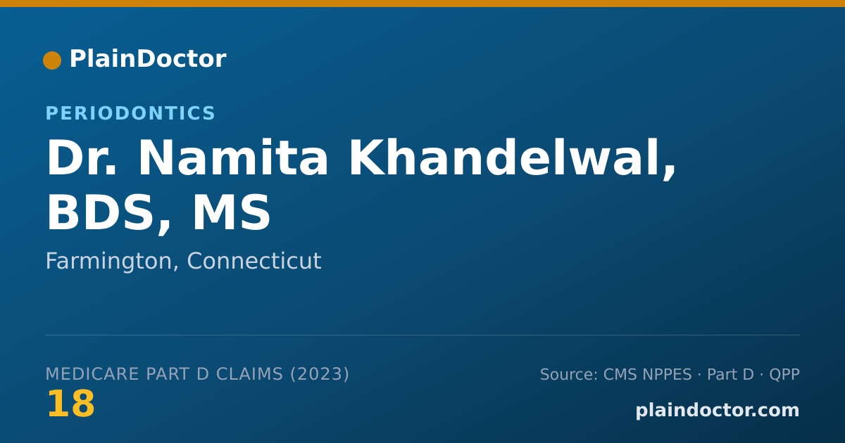 Shareable card for Namita Khandelwal, BDS, MS - Periodontics, Farmington, CT
