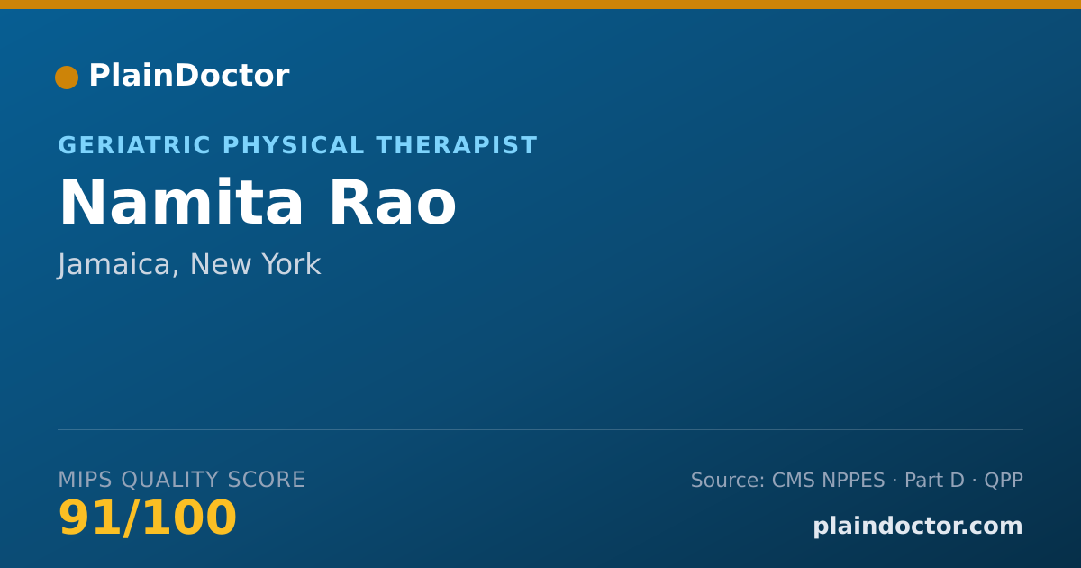 Shareable card for Namita Rao - Geriatric Physical Therapist, Jamaica, NY