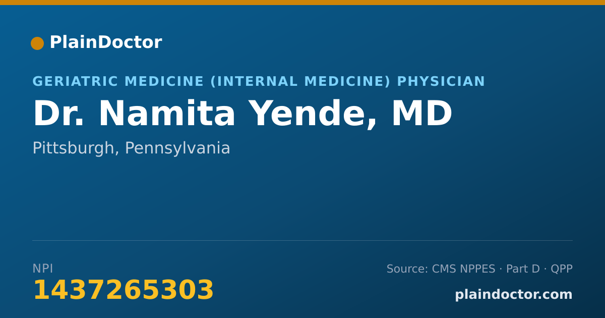 Shareable card for Namita Yende, MD - Geriatric Medicine (Internal Medicine) Physician, Pittsburgh, PA