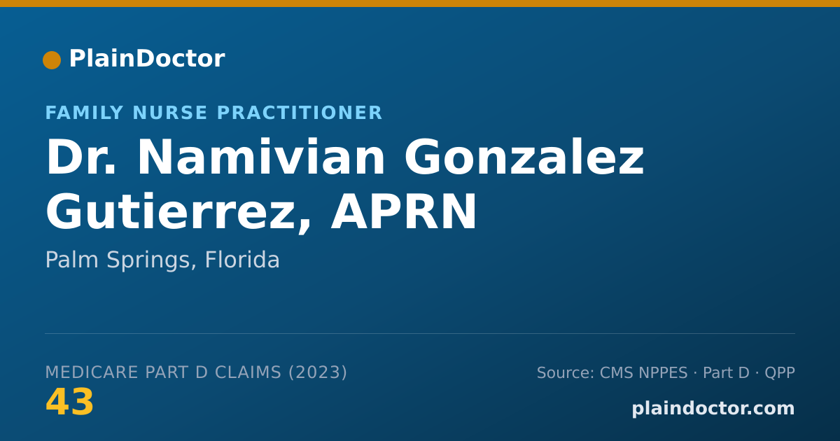 Shareable card for Namivian Gonzalez Gutierrez, APRN - Family Nurse Practitioner, Palm Springs, FL