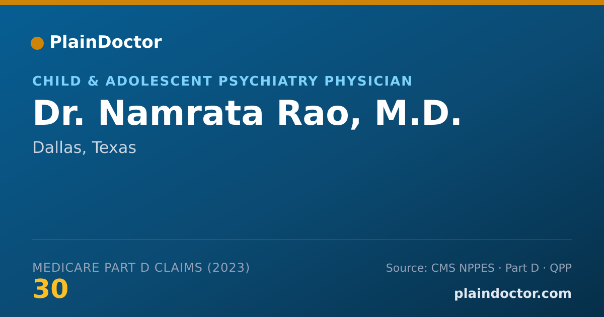 Shareable card for Namrata Rao, M.D. - Child & Adolescent Psychiatry Physician, Dallas, TX