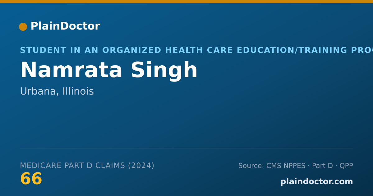 Shareable card for Namrata Singh - Student in an Organized Health Care Education/Training Program, Urbana, IL