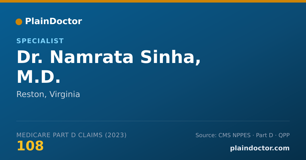 Shareable card for Namrata Sinha, M.D. - Specialist, Reston, VA