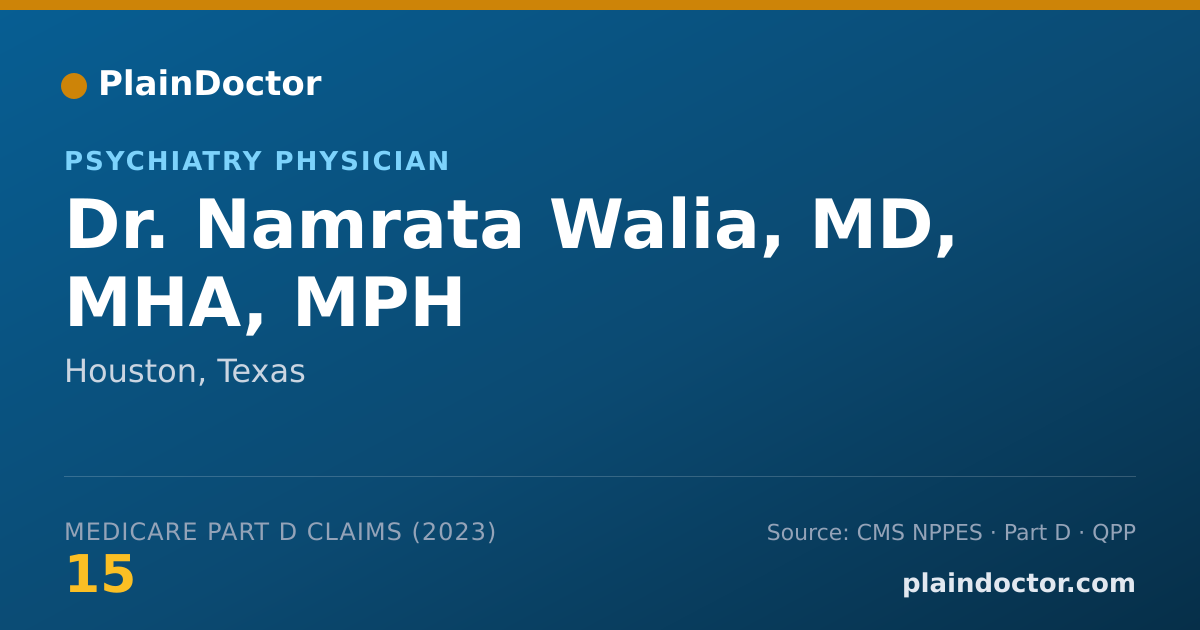 Shareable card for Namrata Walia, MD, MHA, MPH - Psychiatry Physician, Houston, TX