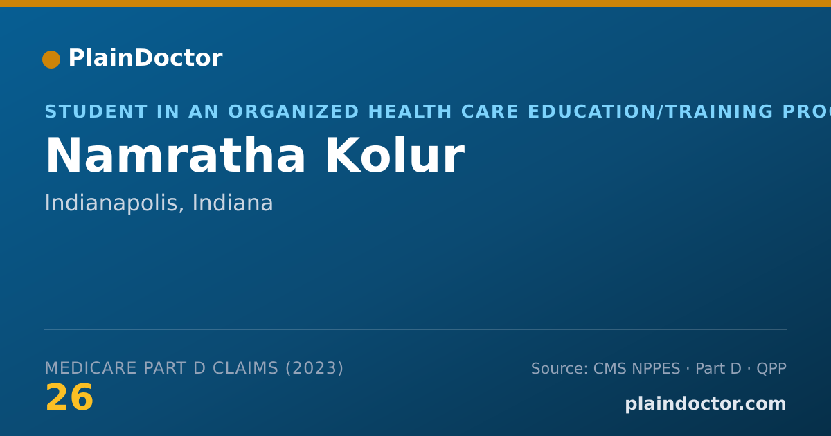 Shareable card for Namratha Kolur - Student in an Organized Health Care Education/Training Program, Indianapolis, IN