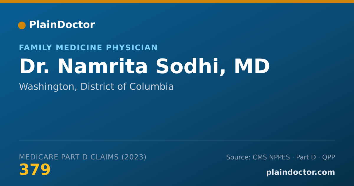 Shareable card for Namrita Sodhi, MD - Family Medicine Physician, Washington, DC