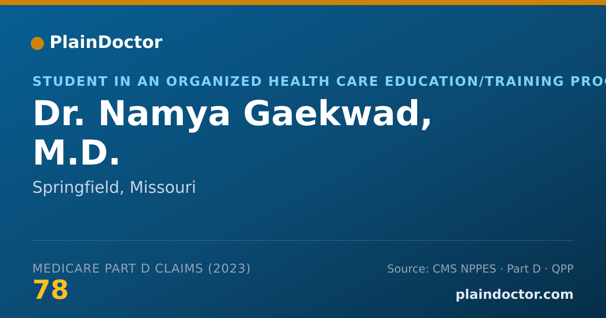 Shareable card for Namya Gaekwad, M.D. - Student in an Organized Health Care Education/Training Program, Springfield, MO
