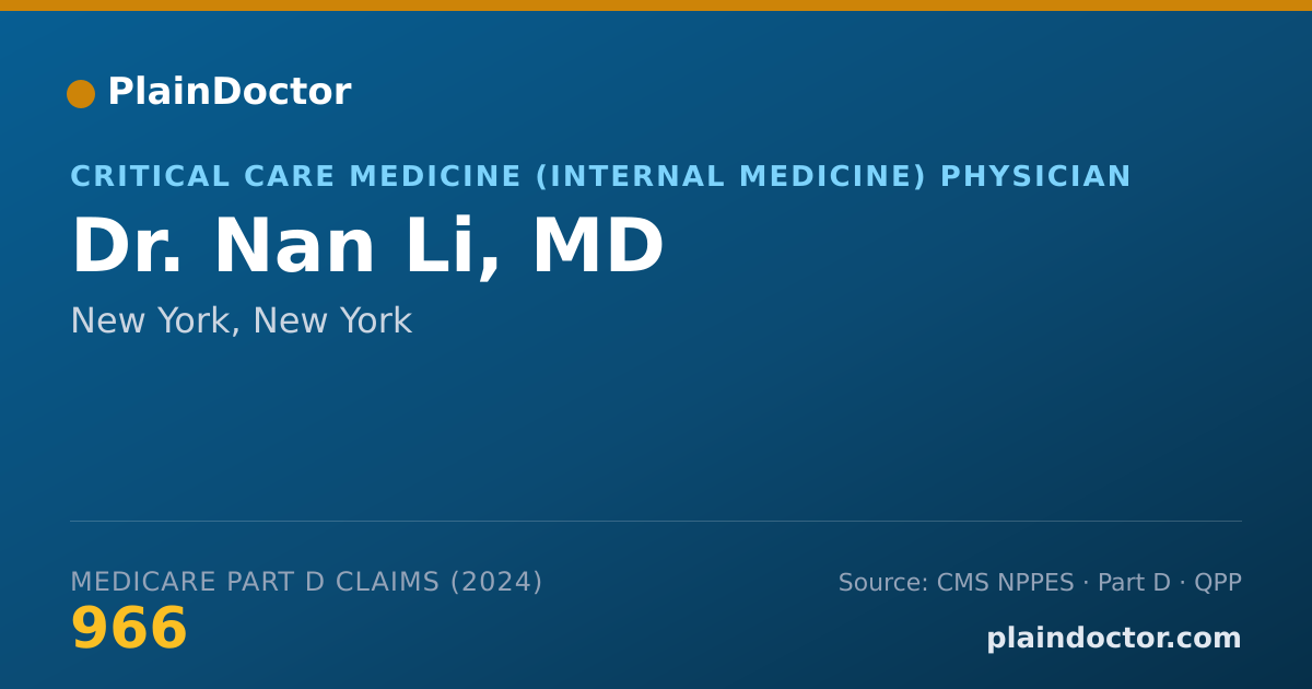 Shareable card for Nan Li, MD - Critical Care Medicine (Internal Medicine) Physician, New York, NY