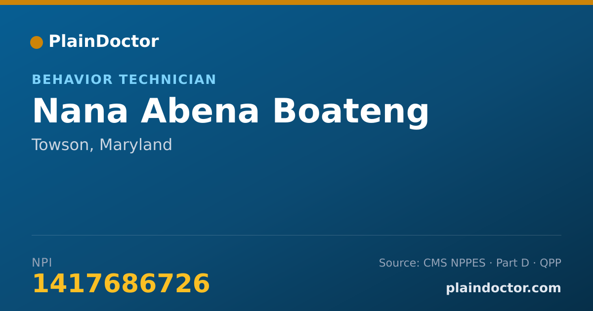 Shareable card for Nana Abena Boateng - Behavior Technician, Towson, MD