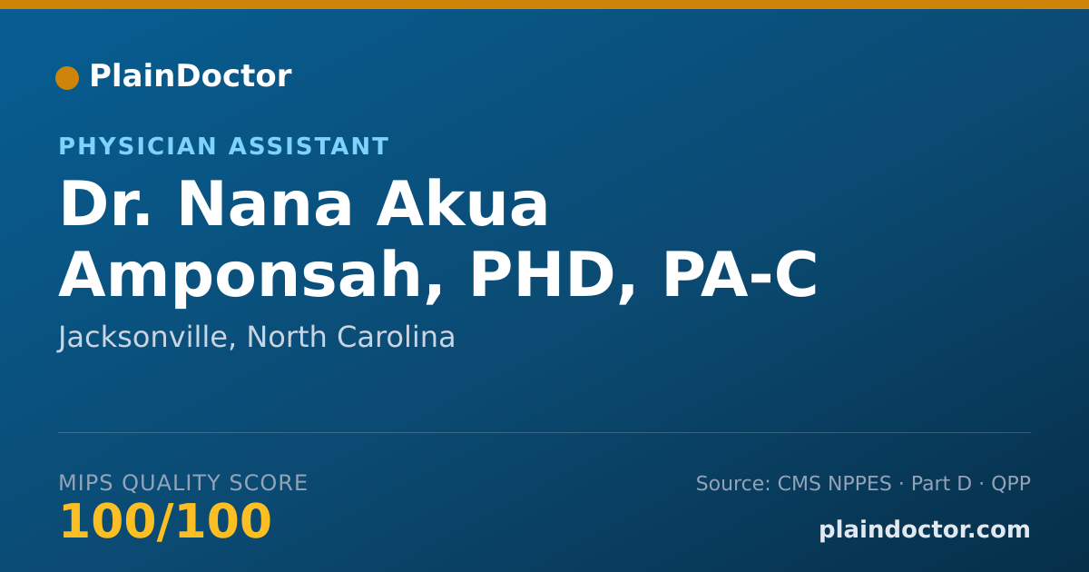 Shareable card for Nana Akua Amponsah, PHD, PA-C - Physician Assistant, Jacksonville, NC