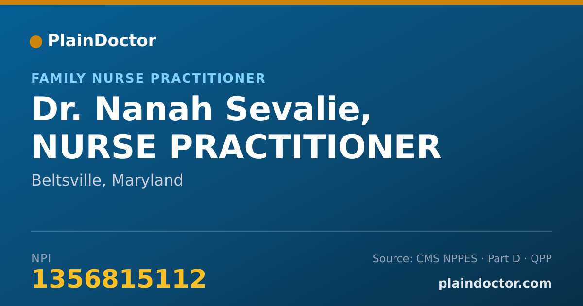 Shareable card for Nanah Sevalie, NURSE PRACTITIONER - Family Nurse Practitioner, Beltsville, MD