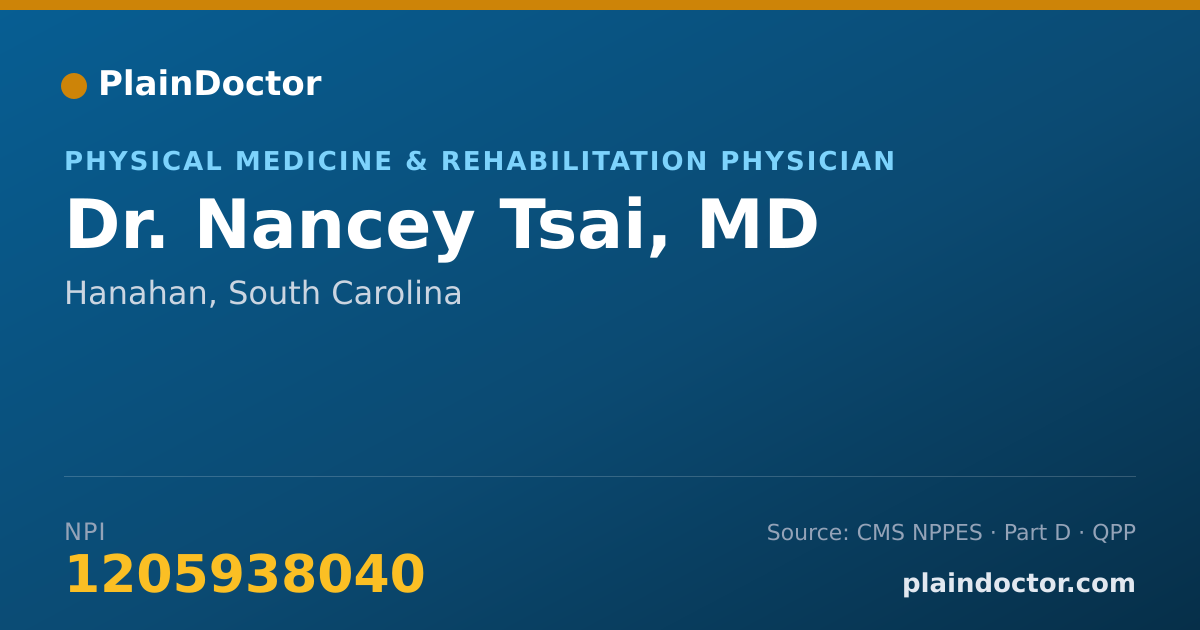 Shareable card for Nancey Tsai, MD - Physical Medicine & Rehabilitation Physician, Hanahan, SC