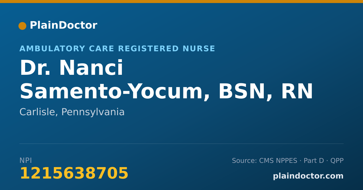 Shareable card for Nanci Samento-Yocum, BSN, RN - Ambulatory Care Registered Nurse, Carlisle, PA