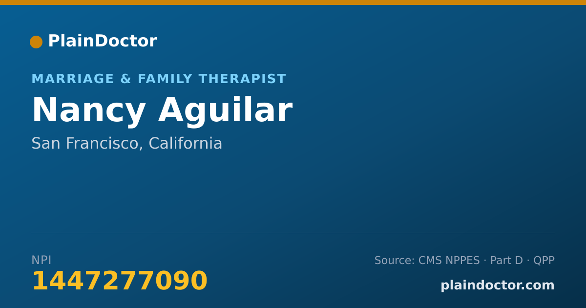 Shareable card for Nancy Aguilar - Marriage & Family Therapist, San Francisco, CA