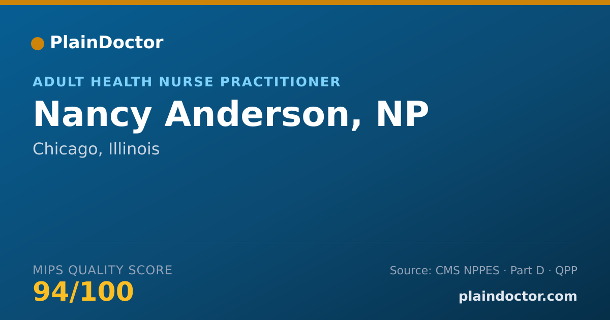 Shareable card for Nancy Anderson, NP - Adult Health Nurse Practitioner, Chicago, IL