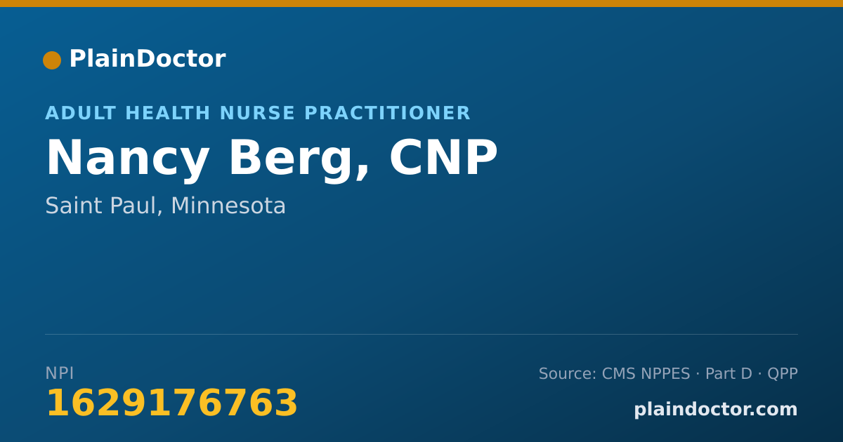 Shareable card for Nancy Berg, CNP - Adult Health Nurse Practitioner, Saint Paul, MN