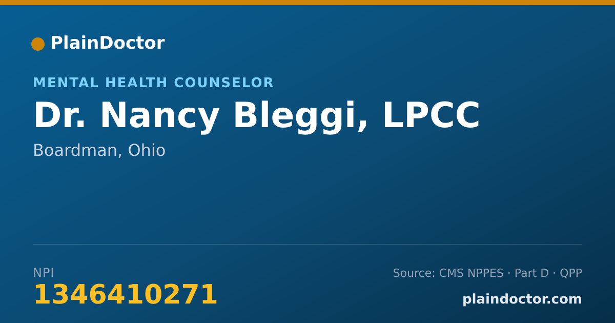 Shareable card for Nancy Bleggi, LPCC - Mental Health Counselor, Boardman, OH
