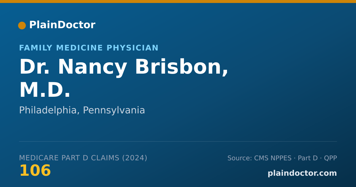 Shareable card for Nancy Brisbon, M.D. - Family Medicine Physician, Philadelphia, PA