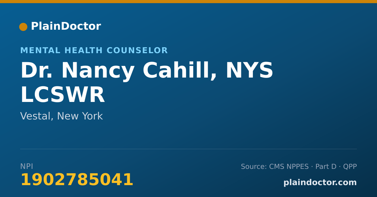 Shareable card for Nancy Cahill, NYS LCSWR - Mental Health Counselor, Vestal, NY