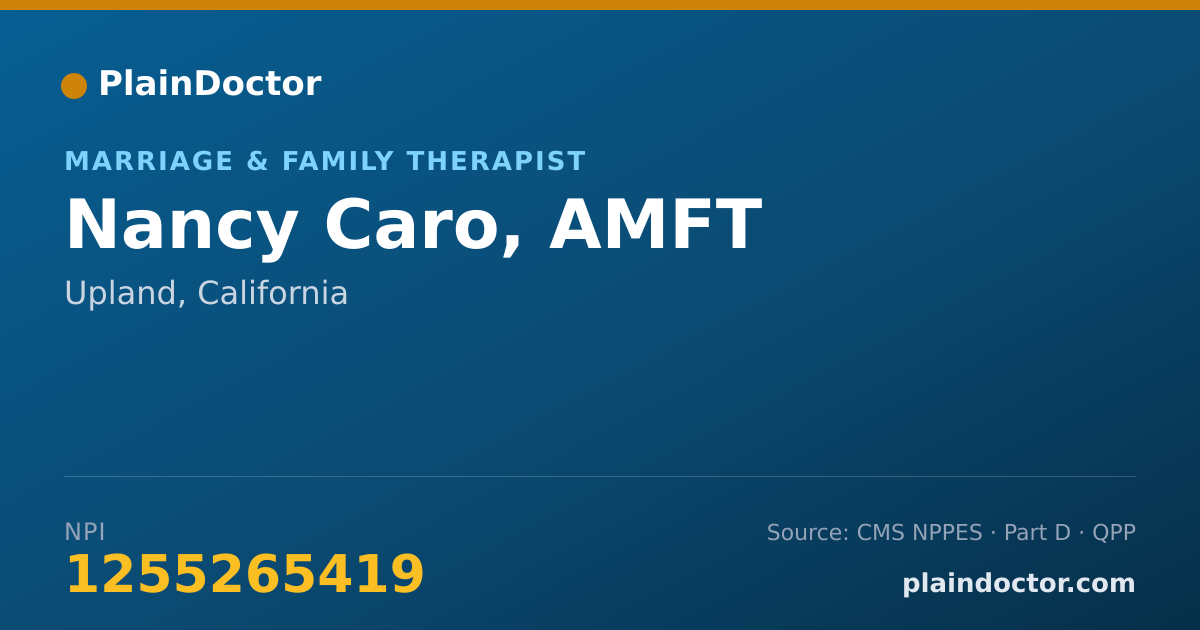 Shareable card for Nancy Caro, AMFT - Marriage & Family Therapist, Upland, CA