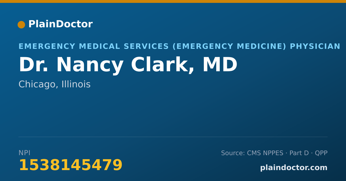 Shareable card for Nancy Clark, MD - Emergency Medical Services (Emergency Medicine) Physician, Chicago, IL