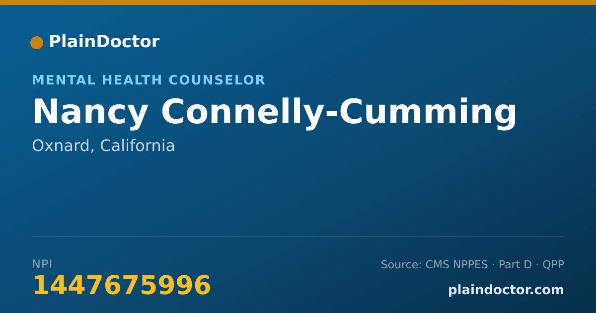 Shareable card for Nancy Connelly-Cumming - Mental Health Counselor, Oxnard, CA