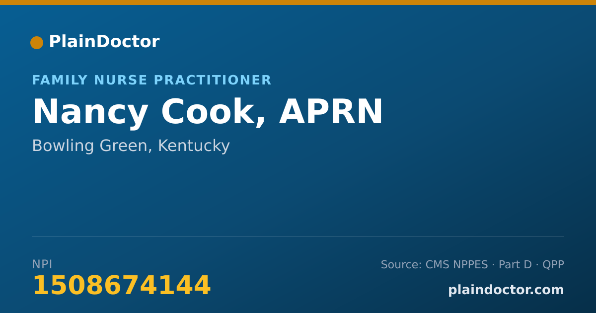 Shareable card for Nancy Cook, APRN - Registered Nurse, Bowling Green, KY