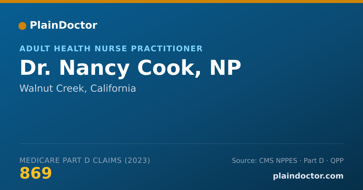 Shareable card for Nancy Cook, NP - Adult Health Nurse Practitioner, Walnut Creek, CA