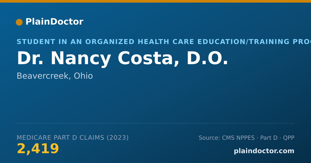 Shareable card for Nancy Costa, D.O. - Student in an Organized Health Care Education/Training Program, Beavercreek, OH