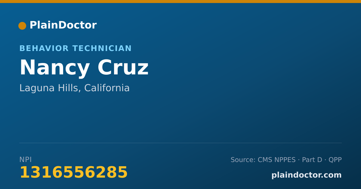 Shareable card for Nancy Cruz - Behavior Technician, Laguna Hills, CA