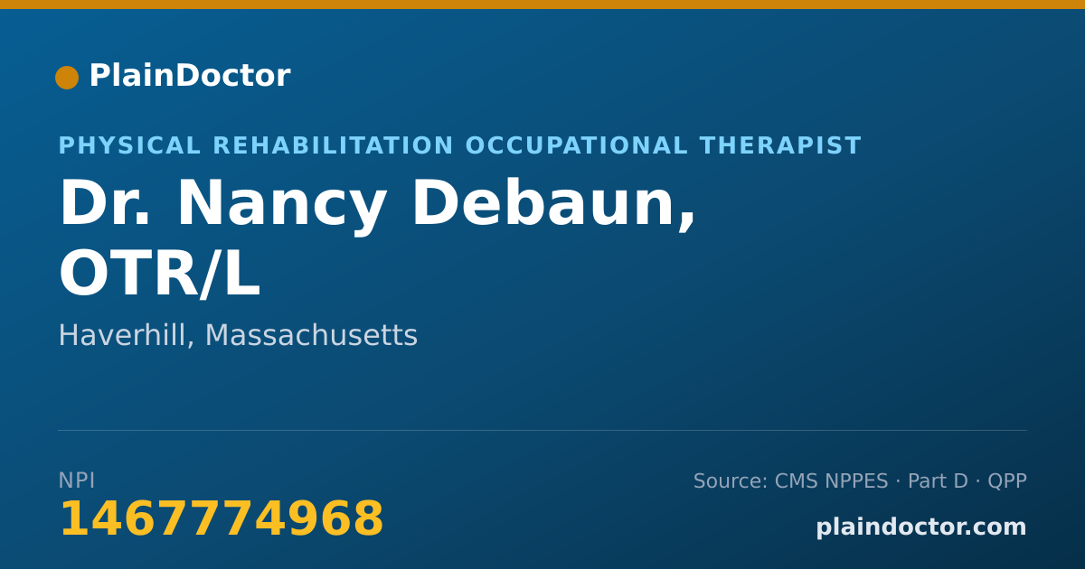 Shareable card for Nancy Debaun, OTR/L - Physical Rehabilitation Occupational Therapist, Haverhill, MA