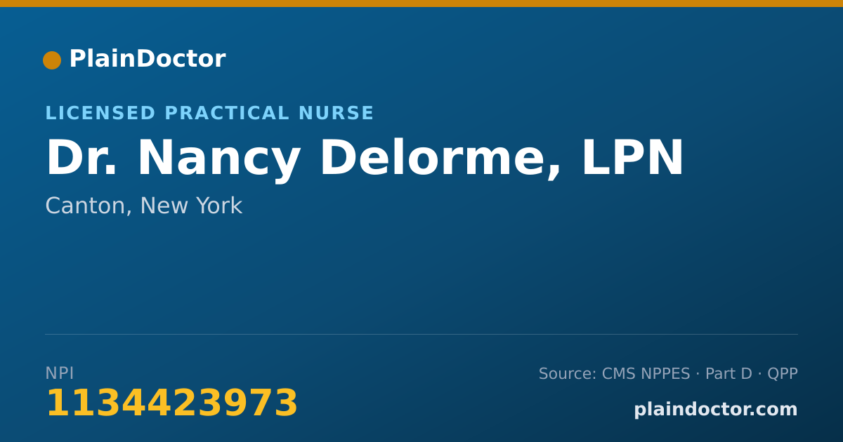 Shareable card for Nancy Delorme, LPN - Licensed Practical Nurse, Canton, NY