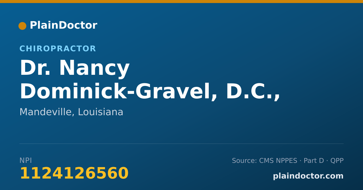 Shareable card for Nancy Dominick-Gravel, D.C., - Chiropractor, Mandeville, LA