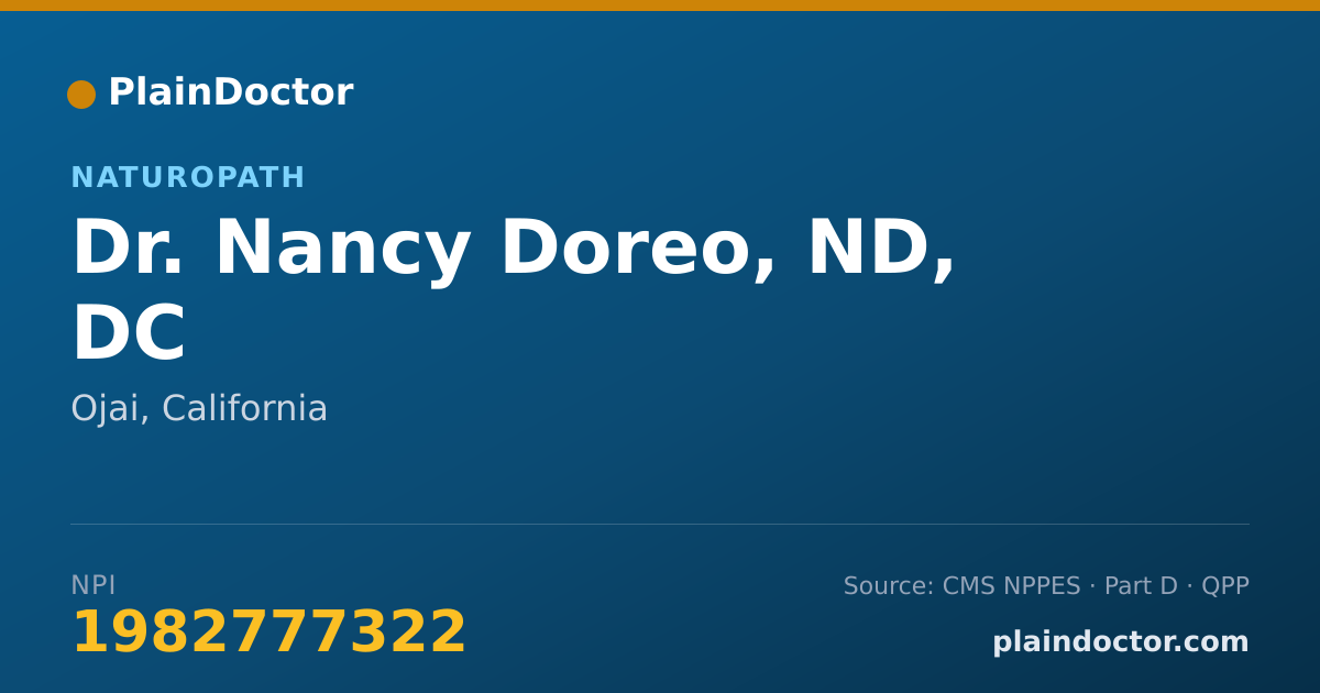 Shareable card for Nancy Doreo, ND, DC - Naturopath, Ojai, CA