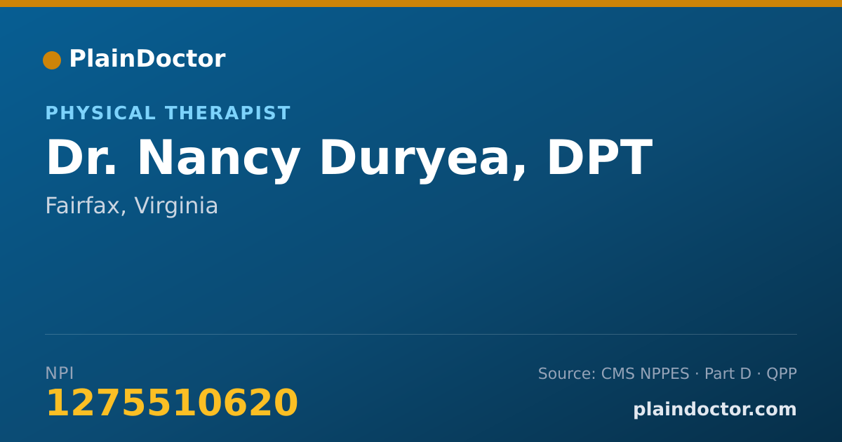 Shareable card for Nancy Duryea, DPT - Physical Therapist, Fairfax, VA
