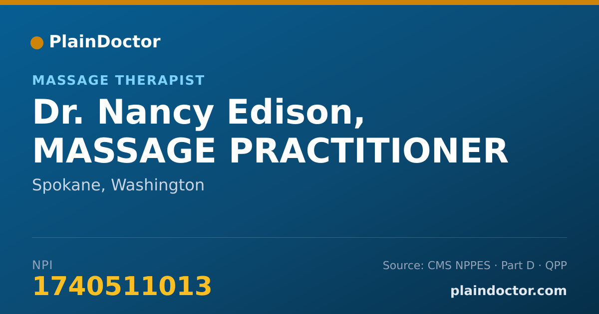 Shareable card for Nancy Edison, MASSAGE PRACTITIONER - Massage Therapist, Spokane, WA