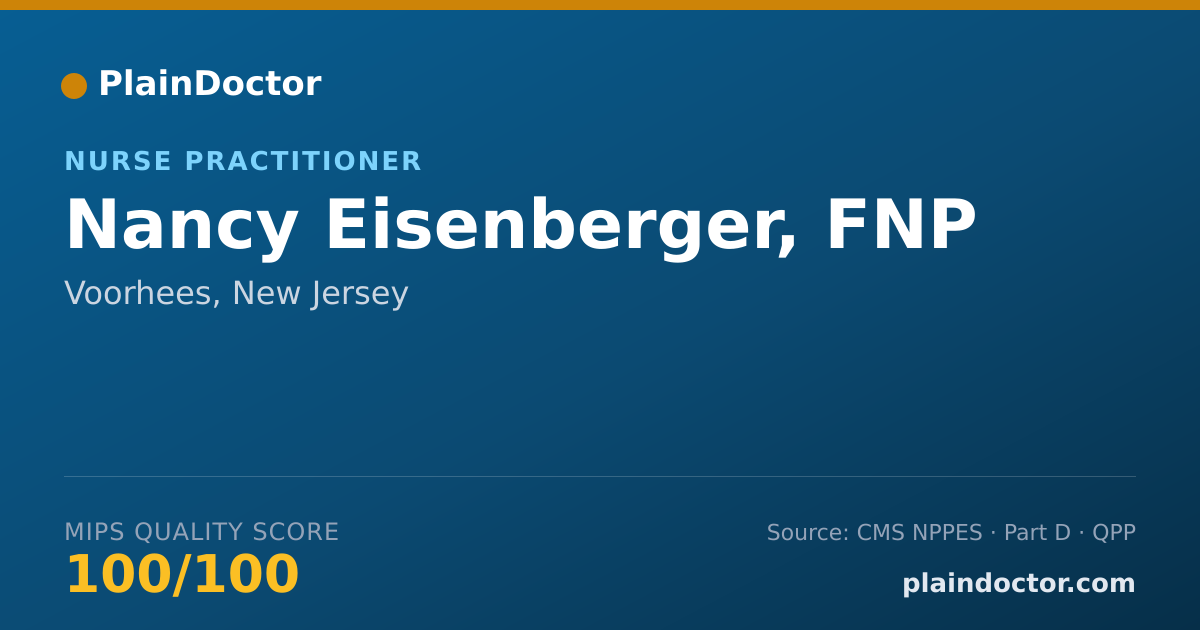 Shareable card for Nancy Eisenberger, FNP - Nurse Practitioner, Voorhees, NJ