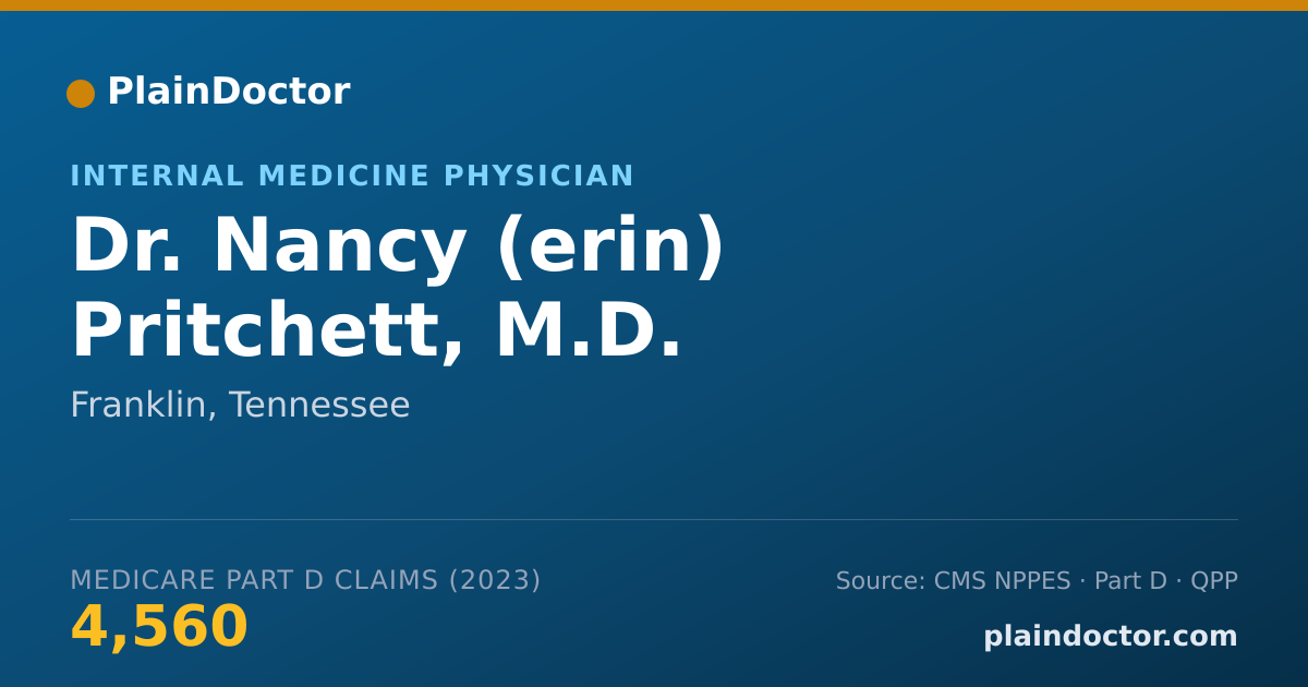 Shareable card for Nancy (erin) Pritchett, M.D. - Internal Medicine Physician, Franklin, TN