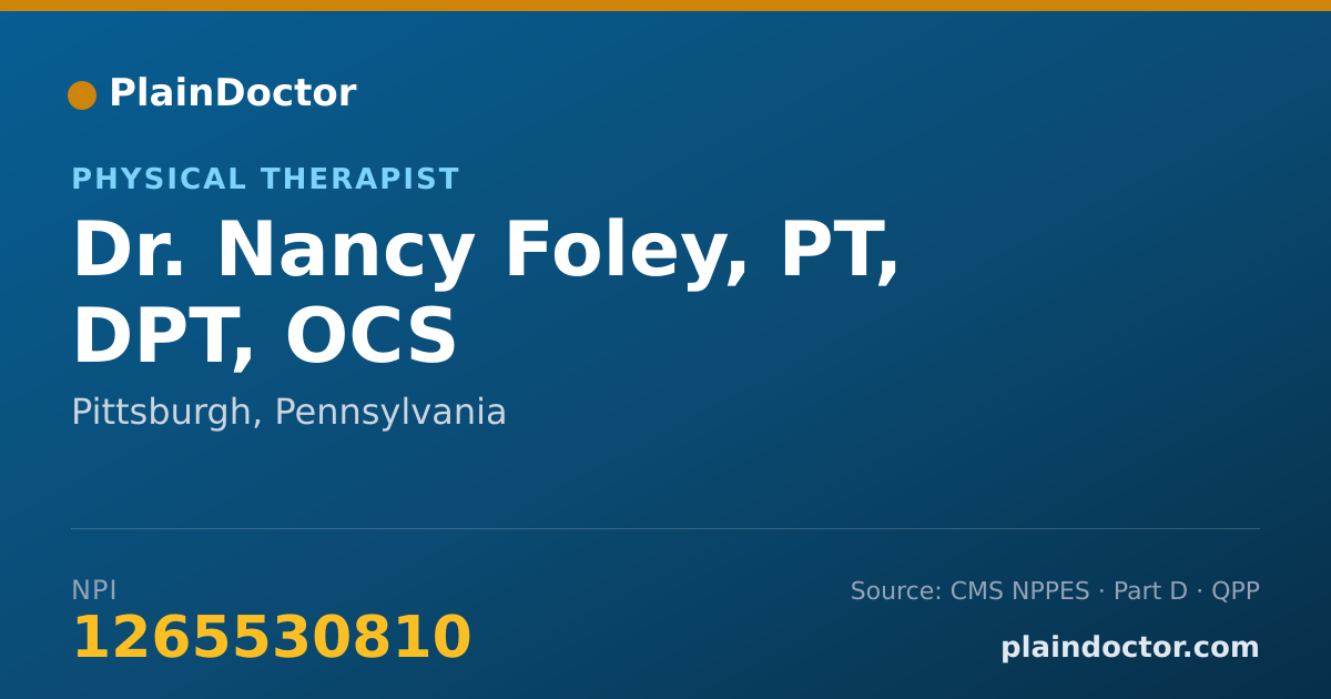 Shareable card for Nancy Foley, PT, DPT, OCS - Physical Therapist, Pittsburgh, PA