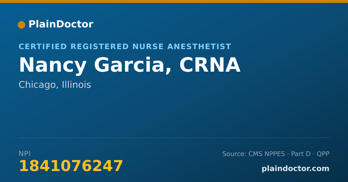 Shareable card for Nancy Garcia, CRNA - Certified Registered Nurse Anesthetist, Chicago, IL