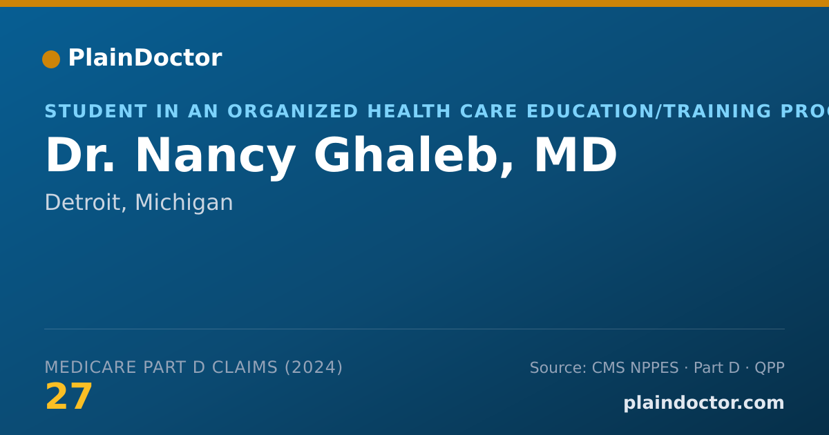 Shareable card for Nancy Ghaleb, MD - Student in an Organized Health Care Education/Training Program, Detroit, MI
